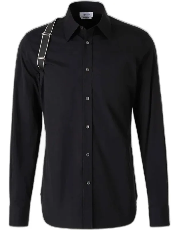 _harness Shirt With Metal Buckle Detail And Italian Collar_