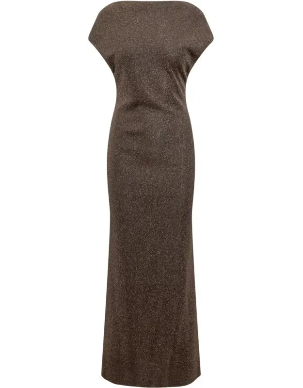 Eschimo Long Dress In Lurex Knit With Boat Neckline