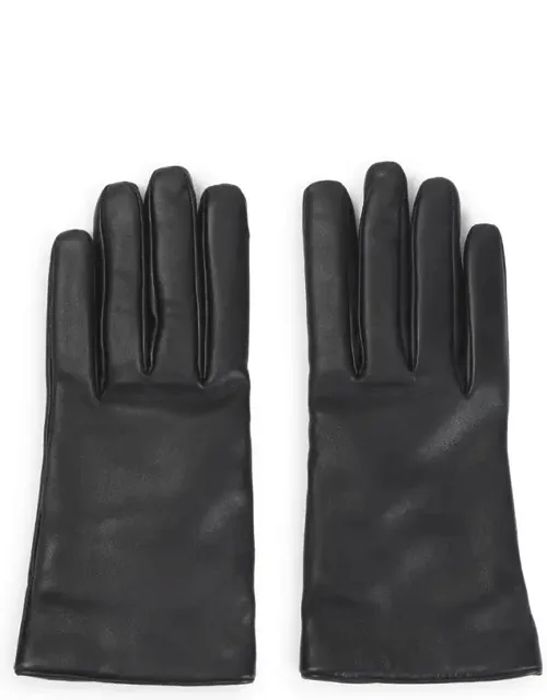 Gloves With Small Slit On The Hem And Gold-toned Metal Logo Detail