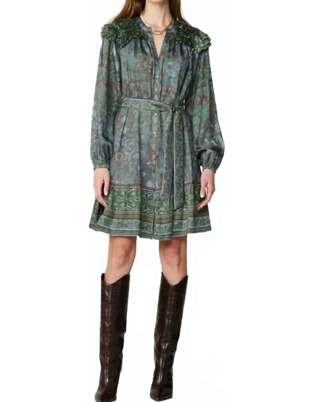 Button Down Dress With Ruffles