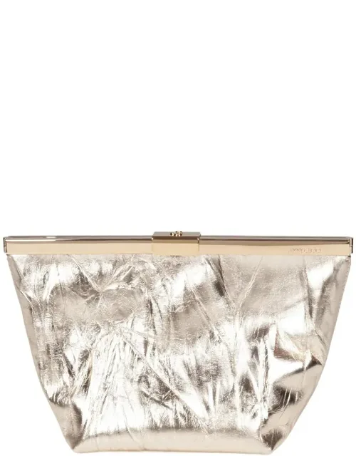 Ganache Clutch Bag In Vintage Leather With A Metallic Effect
