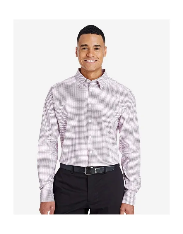 Crownlux Performance Micro Windowpane Woven Dress Shirt With Moisture-management And Stretch Fit