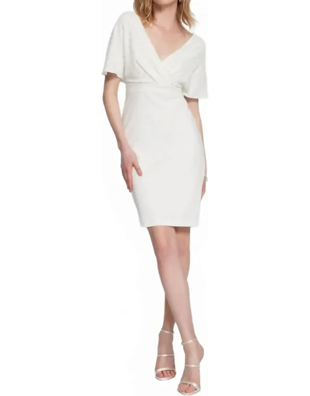 Pearl Detail Wrap Dress