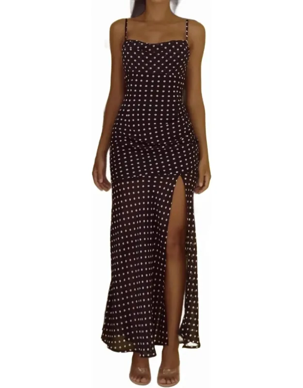_maxi Dress With Adjustable Straps And Side Split_