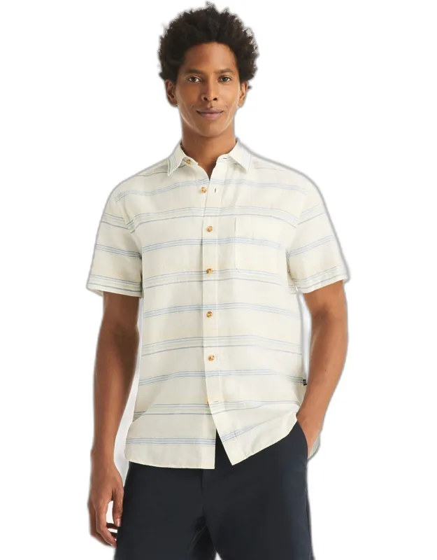 Striped Short-sleeve Linen Shirt