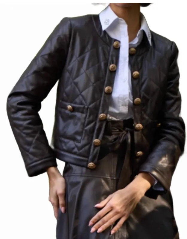 Faux Leather Quilted Jacket