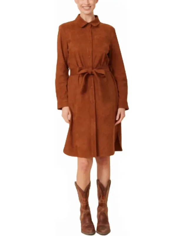 Faux Suede Belted Dress