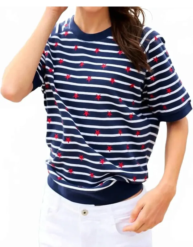 Stripes Lightweight Short Sleeve Sweatshirt
