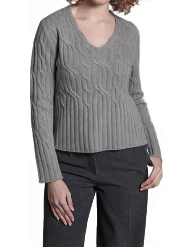 Cable V Neck Sweater