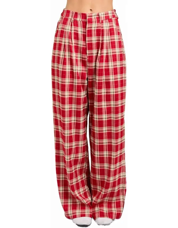 Plaid Wide Leg Pants