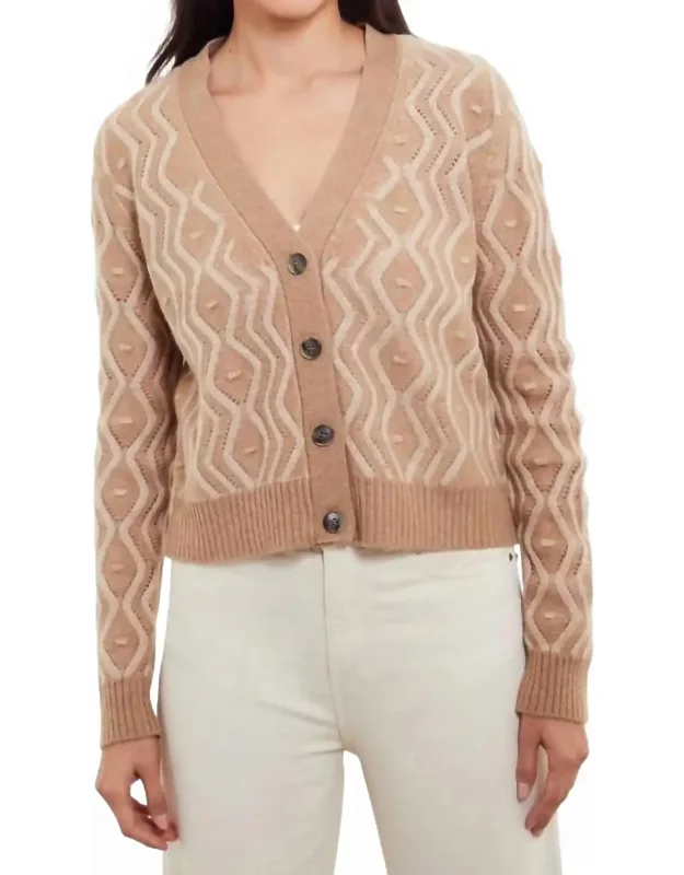 Plaited Cable V-neck Cardigan