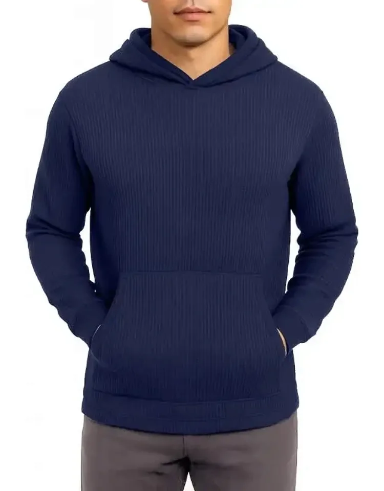 Waffle Knit Thermal Pullover Hoodie