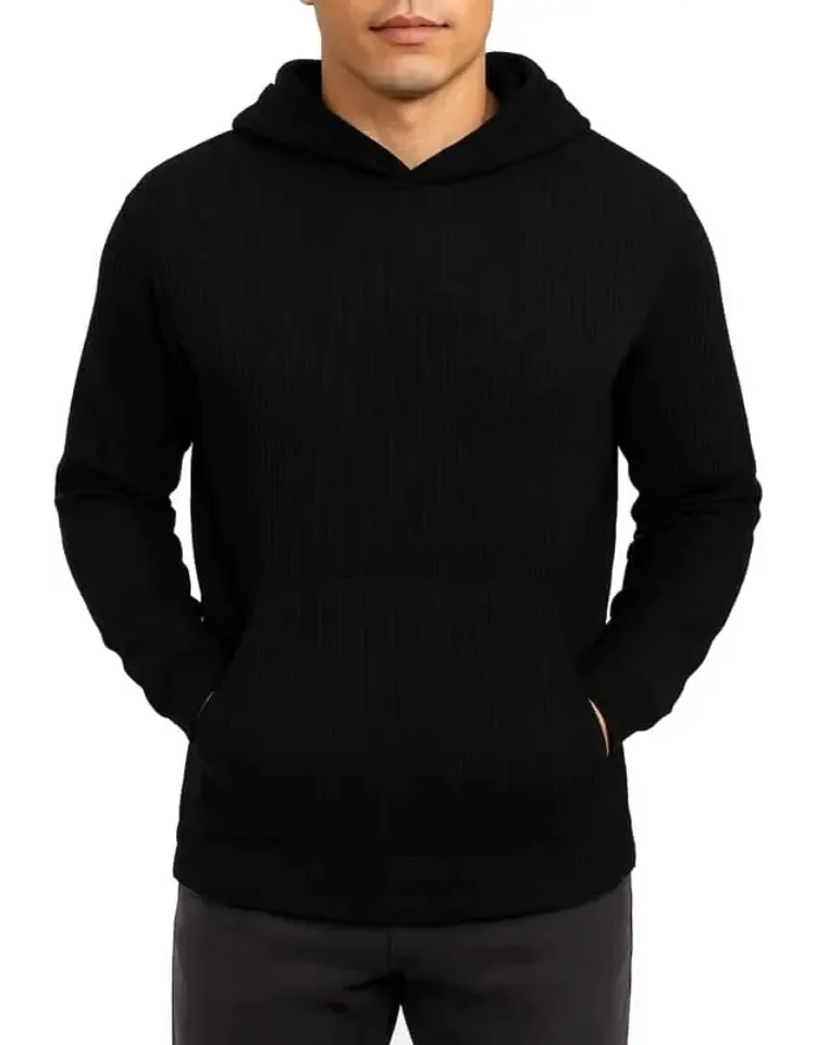 Waffle Knit Thermal Pullover Hoodie