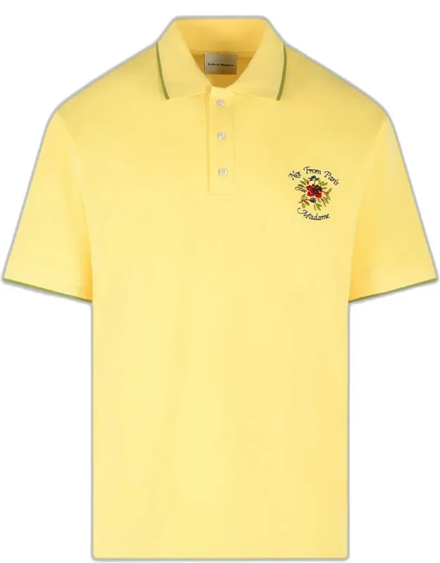 Slogan Rose Cotton Polo Shirt