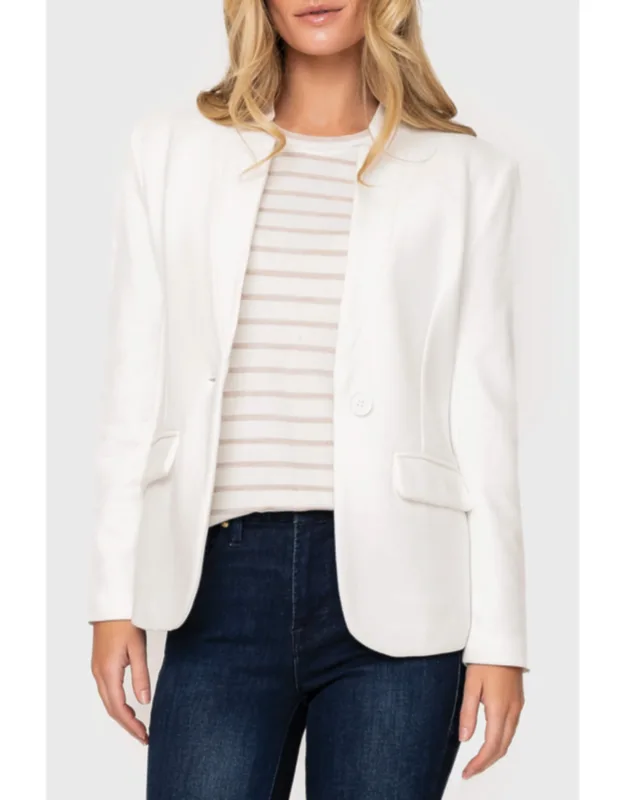 Notch Collar Blazer With Inverted Notch Collar And Front Flap Pockets