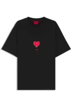 Cotton-jersey T-shirt With Origami-heart Prints
