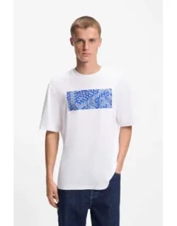 Hugo Printed-artwork T-shirt In Cotton Jersey - Soft Cotton, Creative Artwork