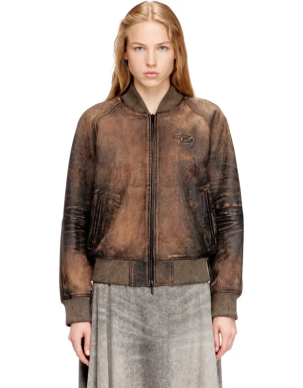 Bomber Jacket In Distressed Leather
