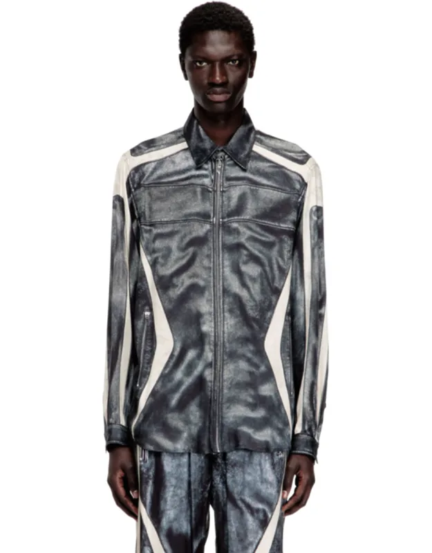 Printed Viscose Shirt With Front Zip Closure