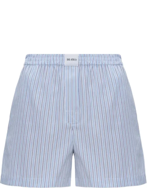 Striped-pattern Elasticated Mini Shorts