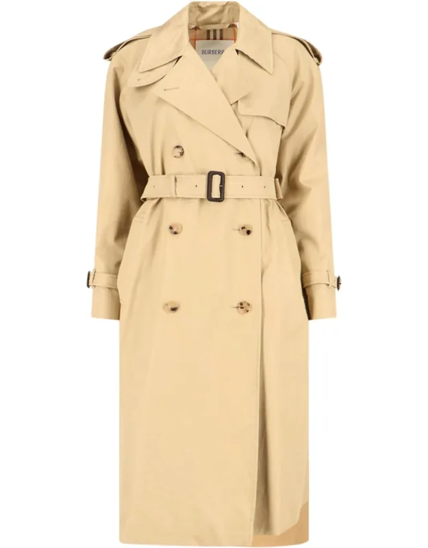 'castleford Trench Coat With Adjustable Belt And Check Lining'