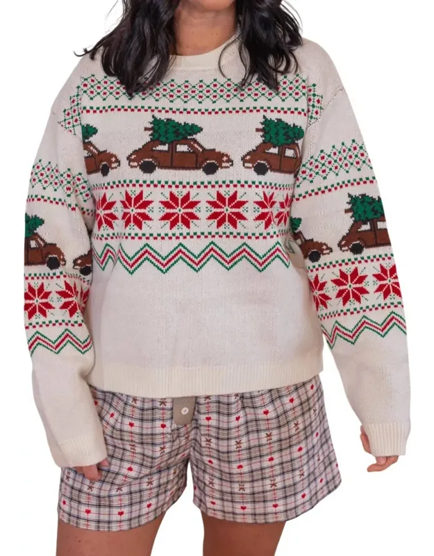 Christmas Tree Car Fair Isle Sweater