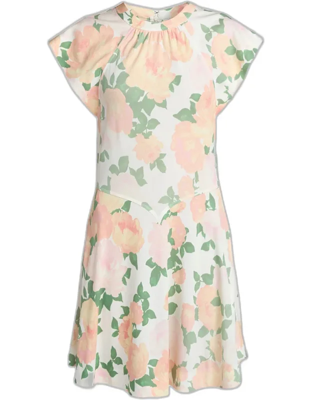 Floral Cap-sleeve Mini Dress