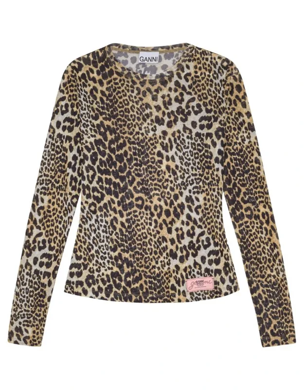 Long-sleeve Crew-neck T-shirt With Animal Print