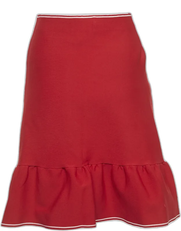Stretch Knit Ruffled Mini Skirt