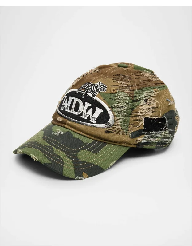 Distressed Cotton Camouflage Baseball Cap