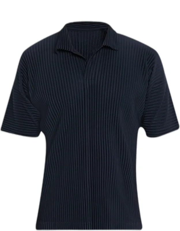 Pleated Polyester Polo Shirt