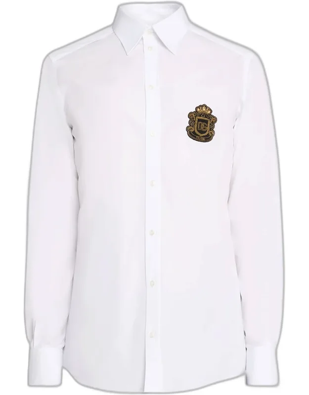 Cotton Heraldic-patch Button-down Shirt