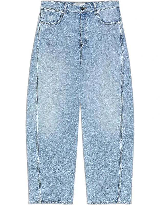 Stone-washed Barrel-leg Jeans