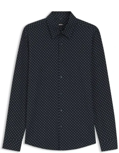 Printed Slim-fit Shirt In A Cotton Blend, Performance-stretch Jersey For Comfort