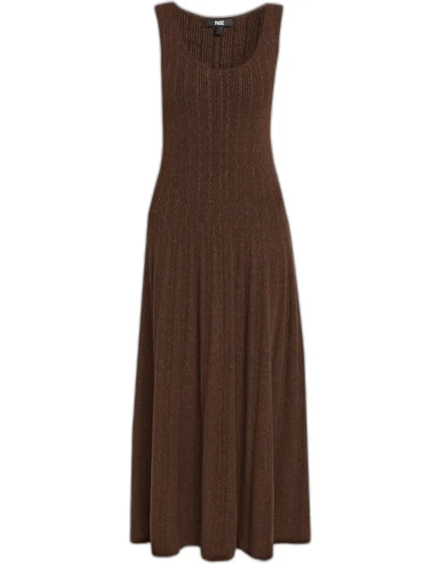 Metallic Ribbed Midi Dress