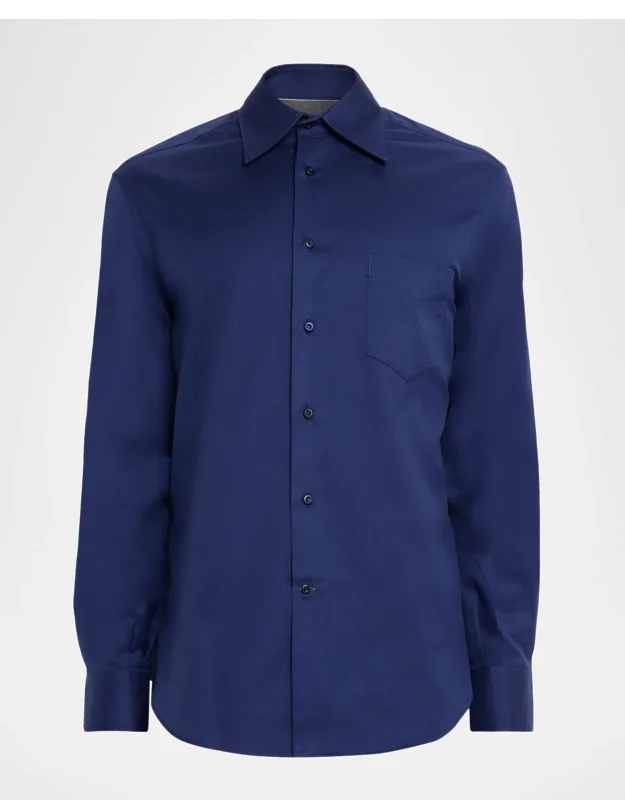 Point-collar Cotton Button-down Shirt