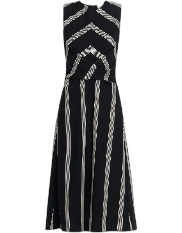 Stripe Ponte Midi Dress