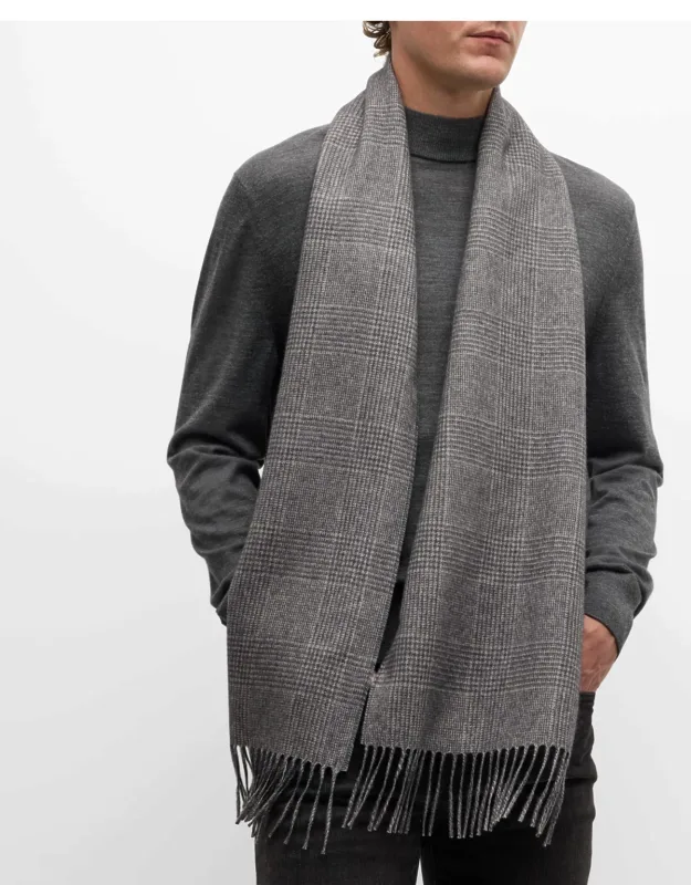 Dallas Silk-cashmere Glen Check Scarf
