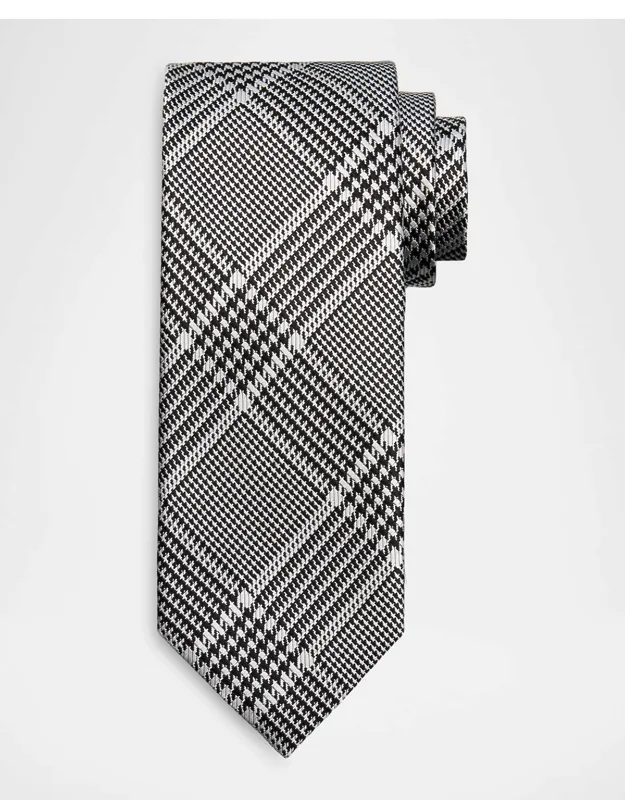 Prince Of Wales Grid Check Silk Tie