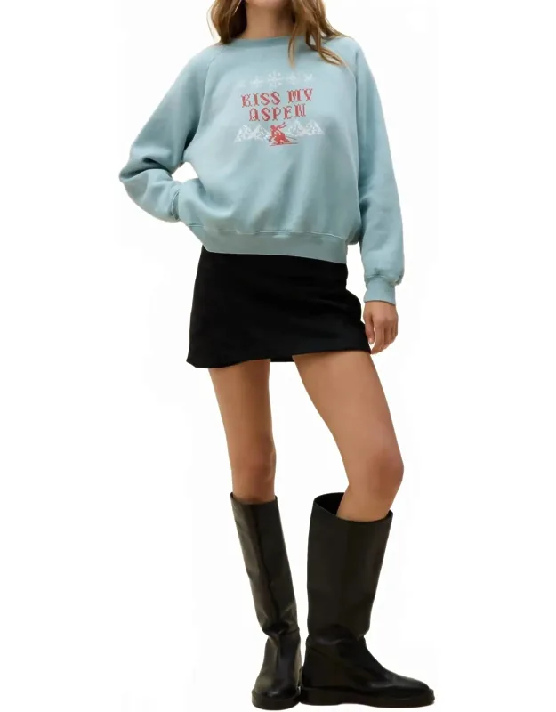 Kiss My Aspen Shrunken Raglan Sweatshirt