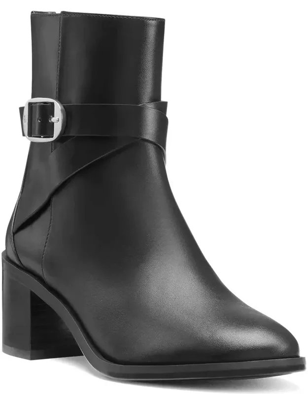 Belted Zip Leather Bootie