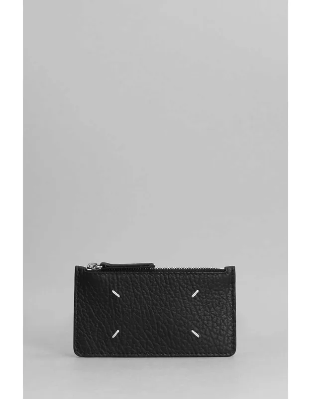 Maison Margiela Wallet In Black Leather With Zip Closure