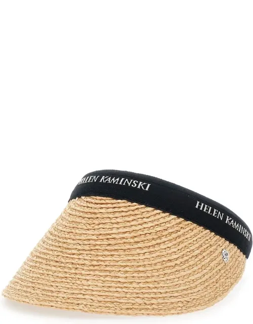 Hat With Band And Logo Lettering In Straw