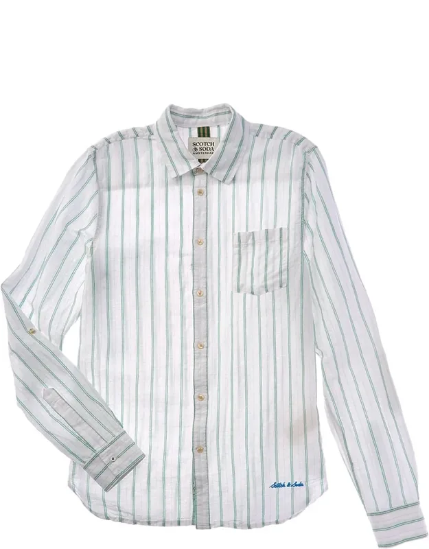 Yarn-dyed Linen-blend T-shirt