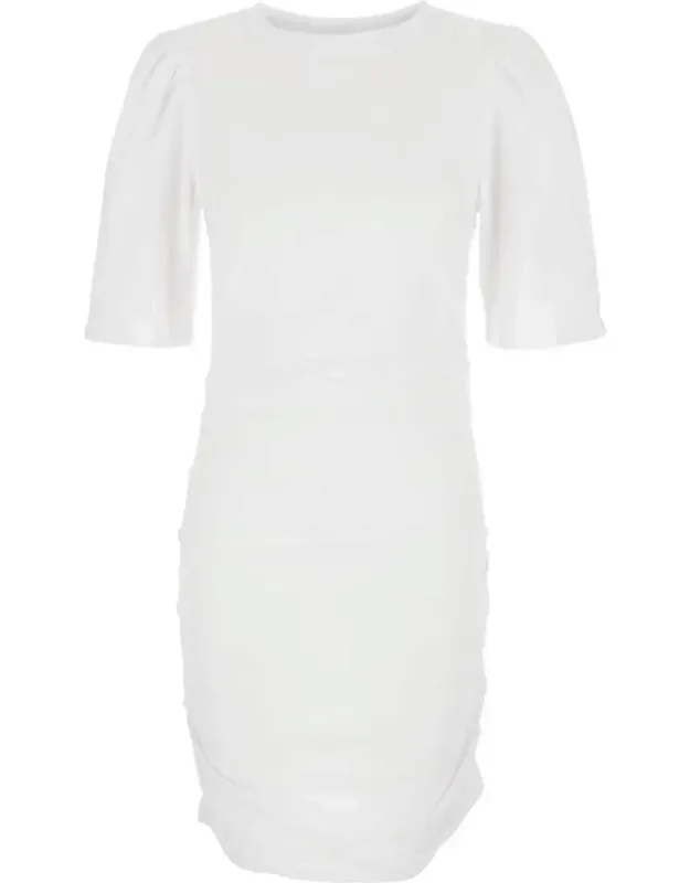 Mylda Crew Neck Dress With Pleated Details In Cotton