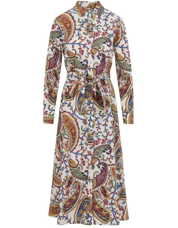 Dress Paisley Print Point Collar
