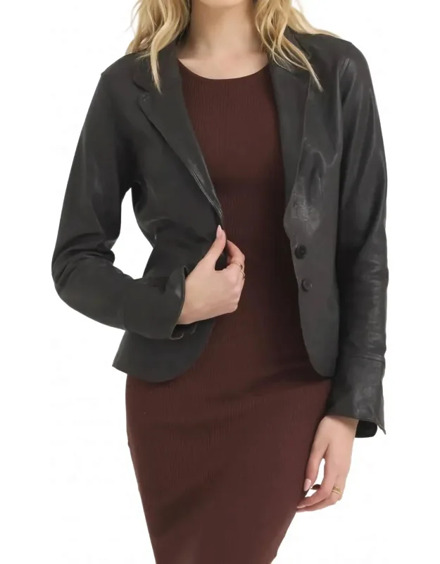 Wrinkled Leather Blazer