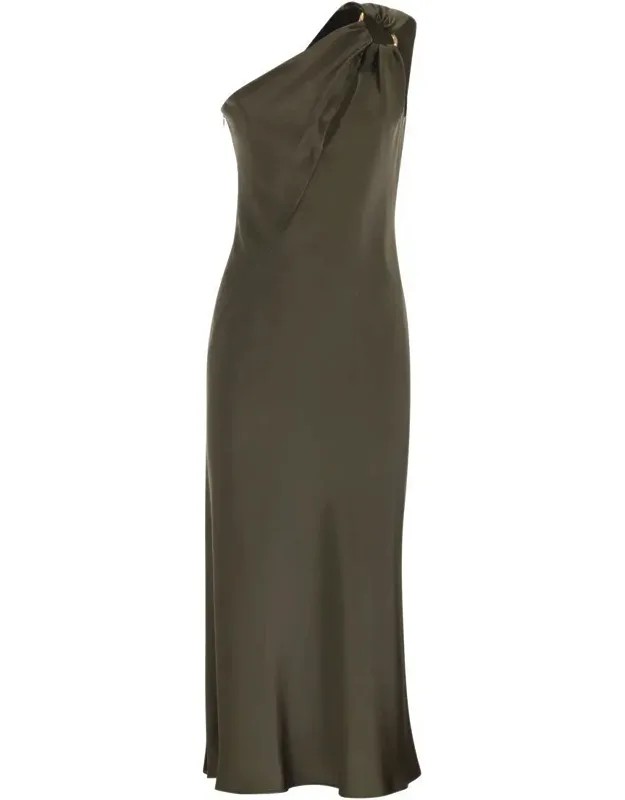 One-shoulder Dress In Shiny Satin