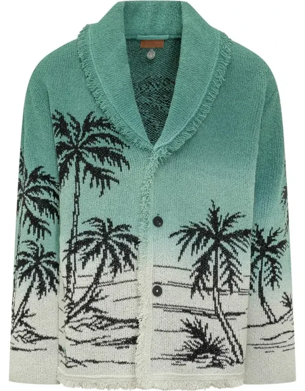 Knitted Cardigan With Palm Motif