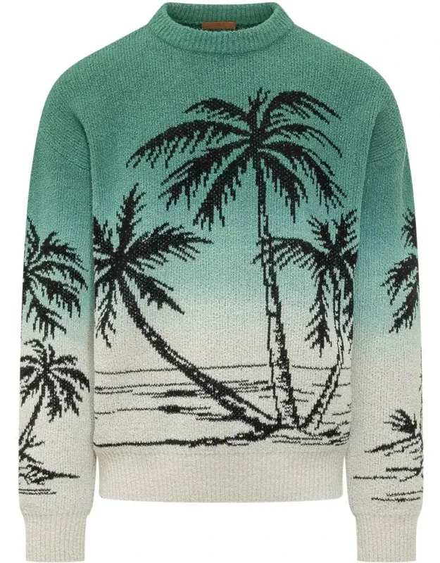 Knitted Sweater With Palm Motif
